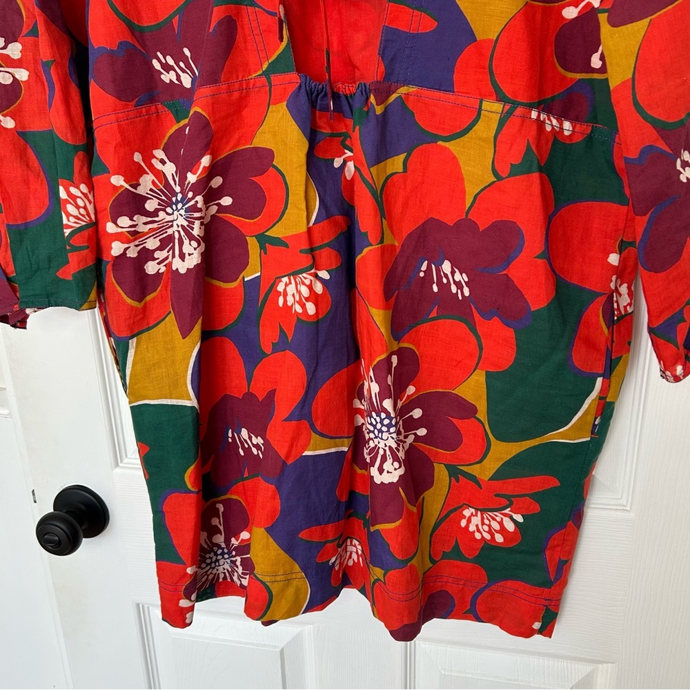 Something Navy Floral Long Sleeve Open Back Mini Dress - Picture 14 of 15